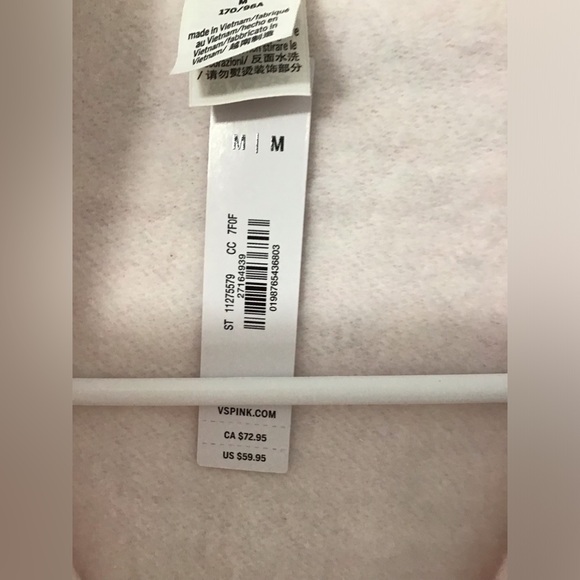 Victoria Secret PINK Hoodie Size M 170/96A Pink Full Zip NWT Glitter - Picture 4 of 14